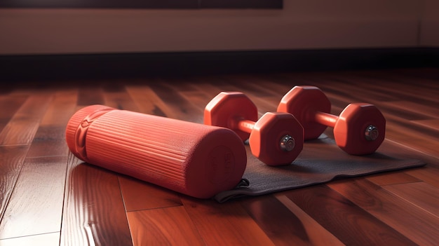 dumbbells are on the floor