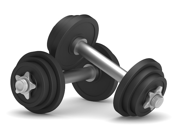 Dumbbells on white background. Isolated 3D illustration