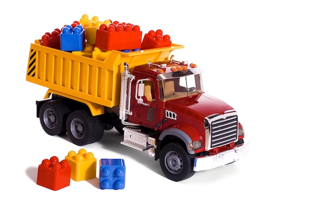 Dump track toy loaded with blocks