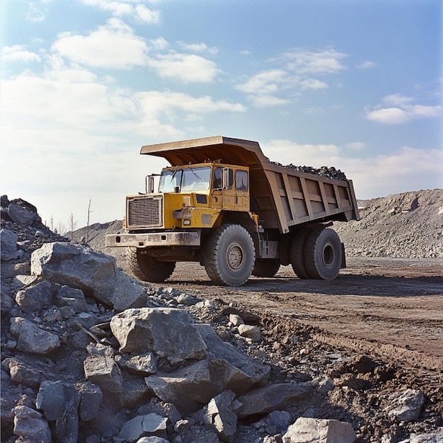 Dump truck transporting construction materials