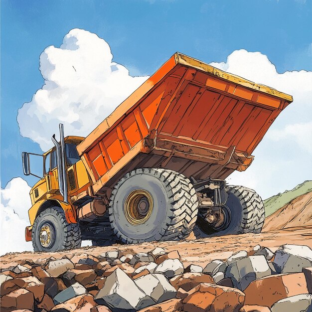 Dump truck transporting construction materials