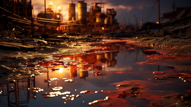 Dumped oil leaking at the spill site Generative Ai