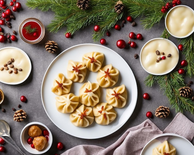 Dumplings and Christmas decorations