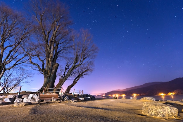 Dumulmeori and  Ice lake of Yangpyeong in Winter in korea, South Korea.