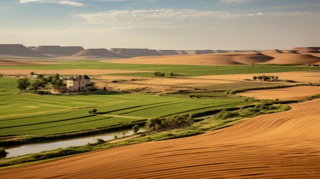 Dune View Of Farm Land In South Africa With Village And Commercial Farms