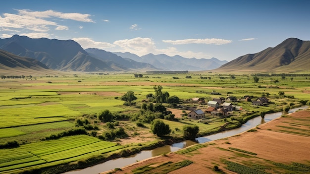 Dune View Of Farm Land In South Africa With Village And Commercial Farms