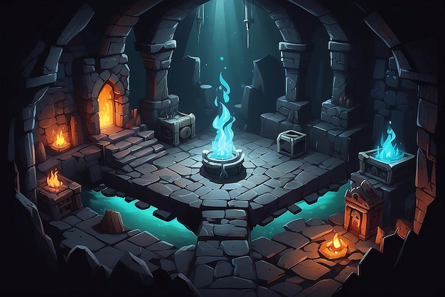 Dungeon crawler game illustration mockup