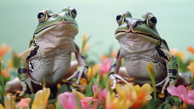 Duo of Fabric Frogs Hopping