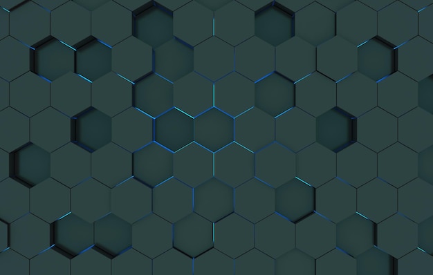 Duo tone hexagon 3D background texture 3d rendering illustration Futuristic abstract background