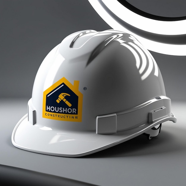 Durable White Helmet with Striking House and Hammer Logo