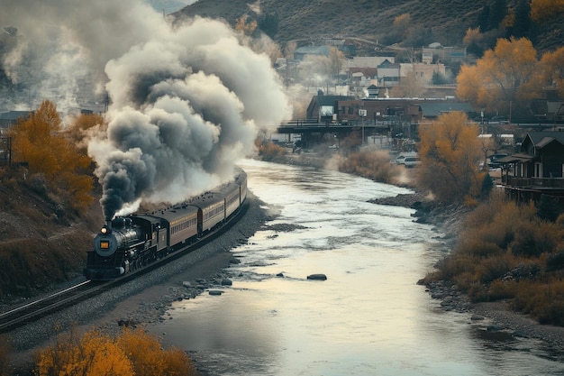 Durango CO Scenic Train Journey Along the River in Charming Village Setting