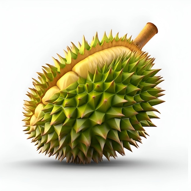 Durian fruit isolated on white background 3D illustration Full depth of field