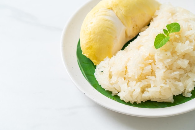 Durian sticky rice on plate