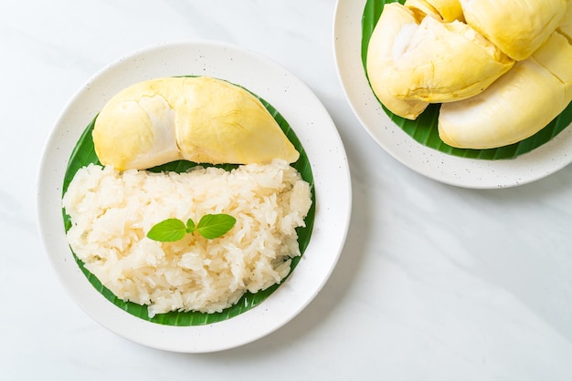 Durian sticky rice on plate