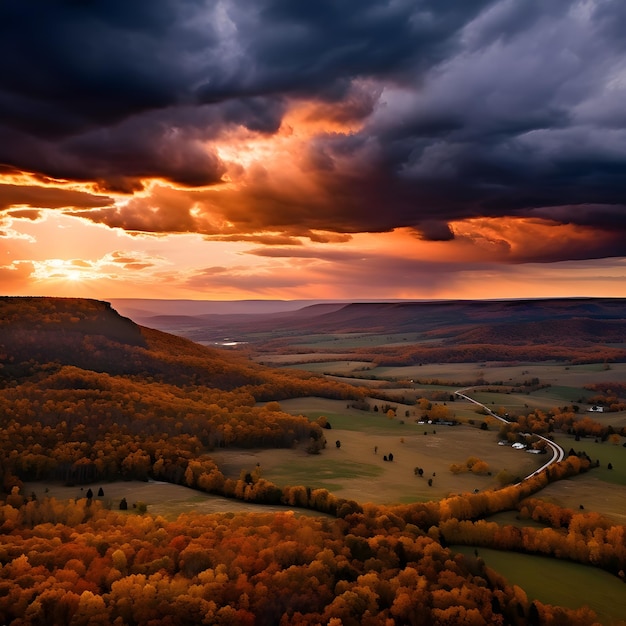 Dusk Drama on Autumn Ridge