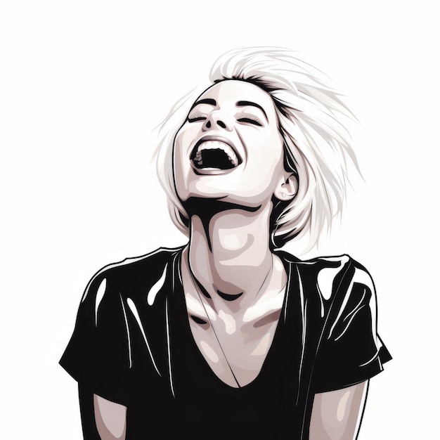 Dusk Platinum Blonde Graphic Designer Laughing Vector Illustration