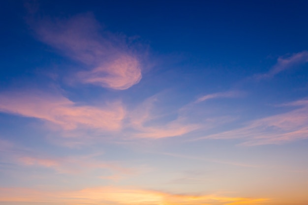 Dusk sky in the evening on twilight with majestic sunlight.