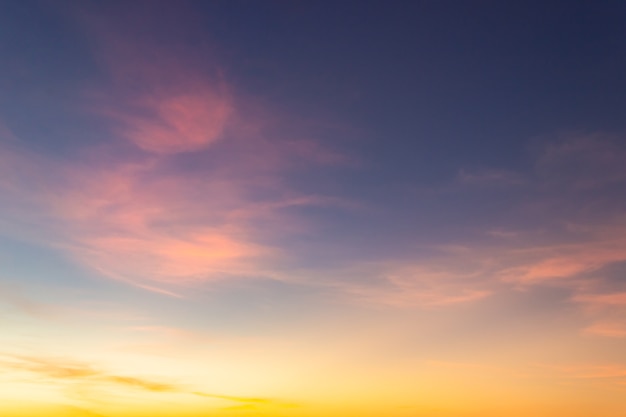 Dusk sky in the evening on twilight with majestic sunlight.