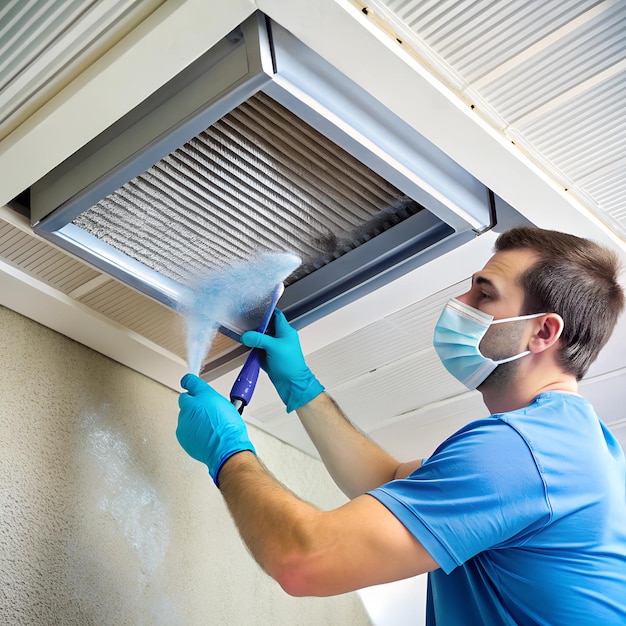 Dust and allergens being removed from air ducts