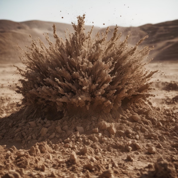 a dust ball is being kicked up by a bush