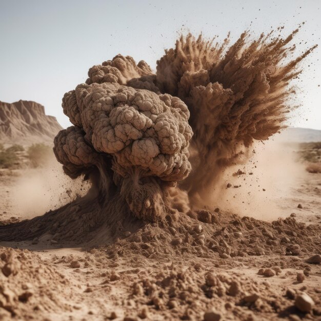 a dust ball is being kicked up by a bush