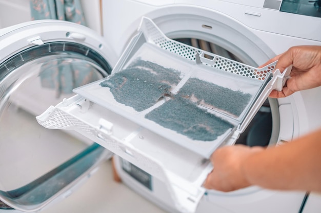 Dust and dirt trapped by the clothes dryer filter