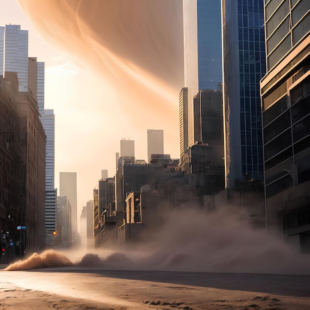 Dust sand storm with city building generative art by AI