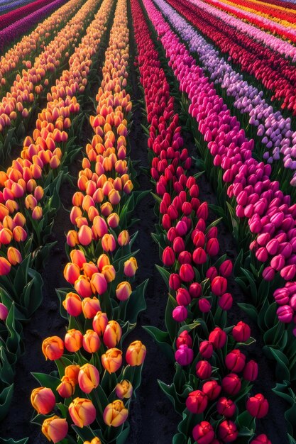 Photo dutch windmill over tulips field