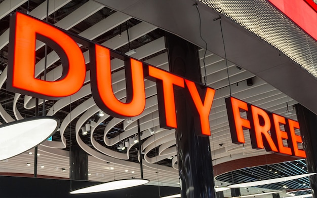 Duty free sign at airport