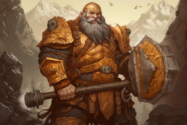 Dwarf paladin man portrait Generate Ai