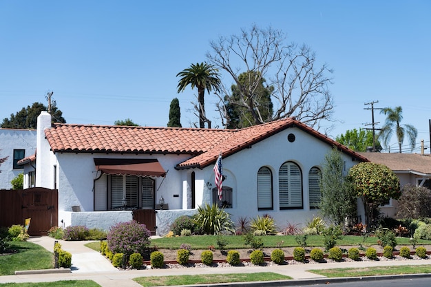 Dwelling building on blue sky Suburb architecture Suburban housing