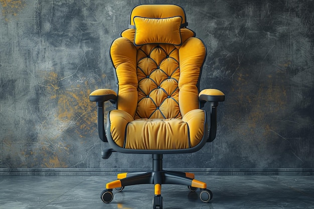 a dx racer chair in the style of dark grey and light yellow 8k resolution bugcore soft and dreamy