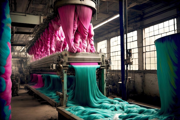 Photo dyeing of fabrics at textile dyeing factory