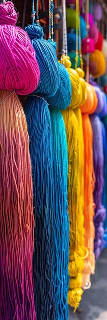 Photo dyeing fabrics and yarn in production farm