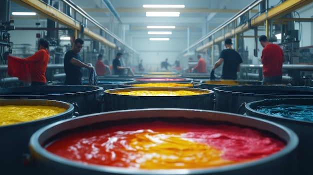 Photo dyeing process in a textile factory