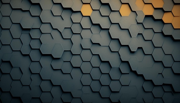 Dynamic 3D Abstract Hexagon Wall Background with Futuristic Design