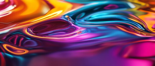 Photo dynamic 3d abstract liquid glass with colorful reflections