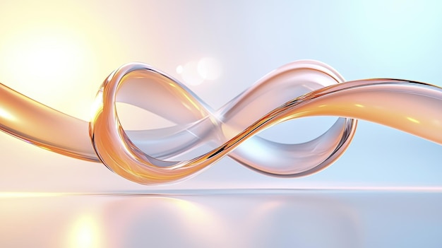 A dynamic 3D abstract ribbon made of holographic material creates mesmerizing visual effect