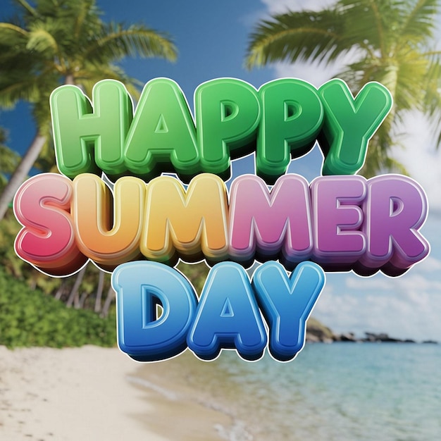 Dynamic 3D Text Art for a Cheerful Happy Summer Day Greeting