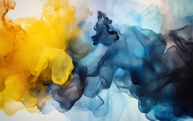 Dynamic Abstract Blue and Yellow Smoke Cloud