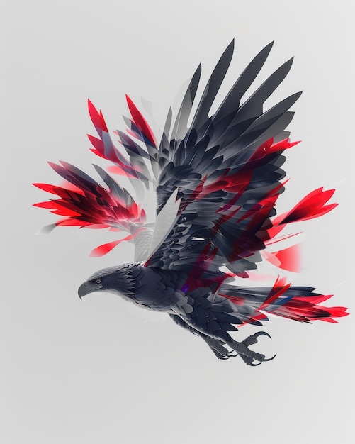 Photo dynamic abstract eagle illustration red black feathers creative branding