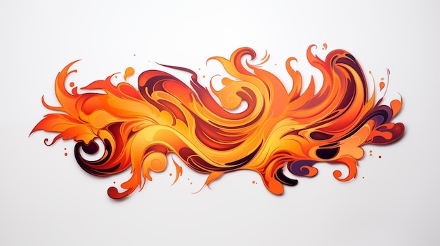 Dynamic Abstract Flame Illustration with Swirls of Orange and Yellow