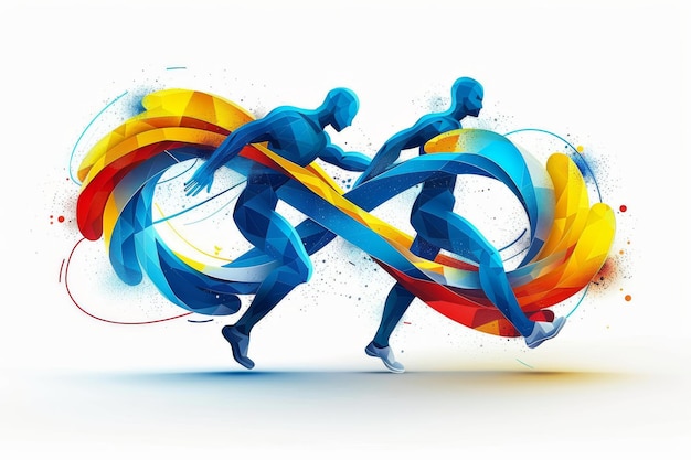 Photo dynamic abstract illustration of colorful figures in motion symbolizing energy and creativity with