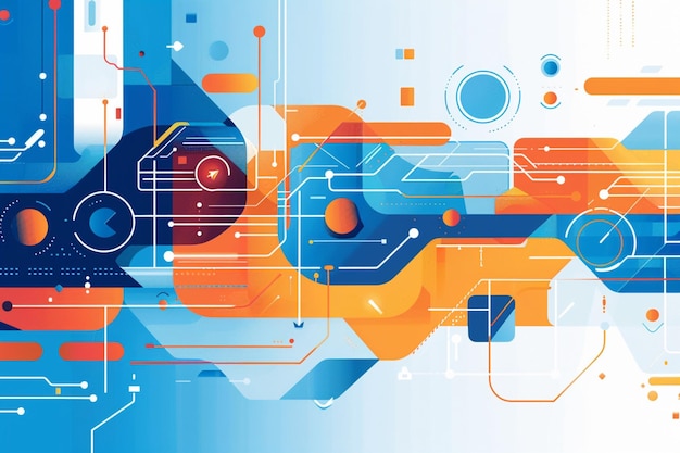 Dynamic Abstract Representation of Technical Customer Support Blue Light Blue Orange and Light