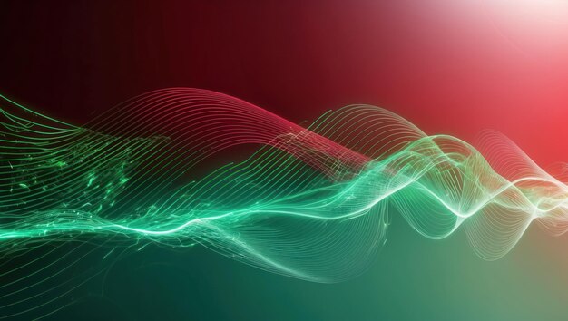 Photo dynamic abstract waves in red and green perfect for digital art themes