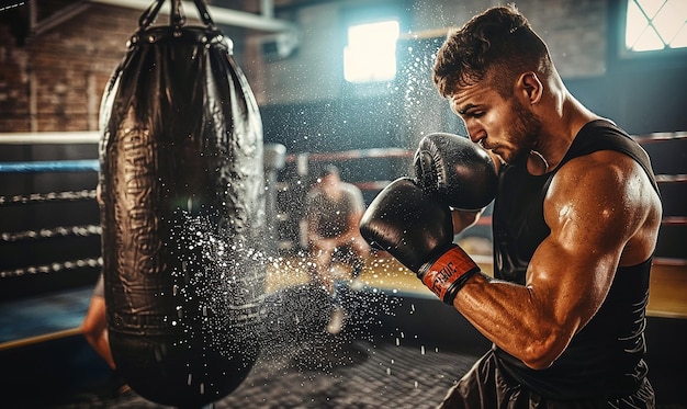 Dynamic Action Shot of a Boxers Jab Connecting with Precision