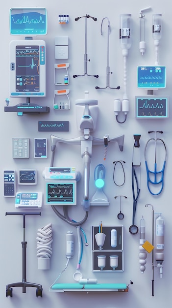 Photo dynamic animated medical equipment with colorful symbols