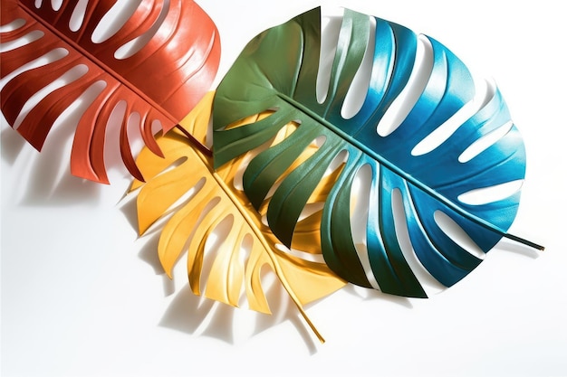 Dynamic Arrangement of Colorful Riskus Leaves on a White Background