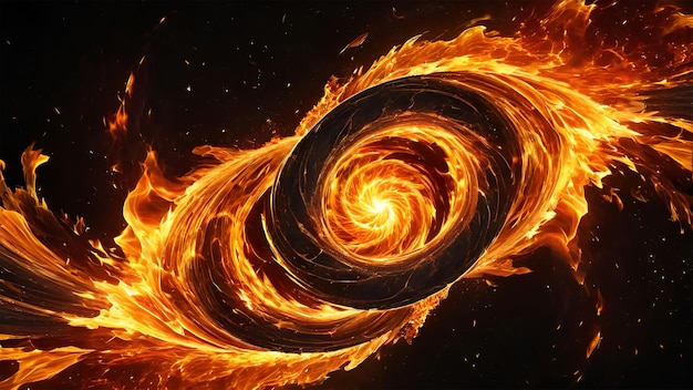 a dynamic background of swirling flames and fiery vortexes