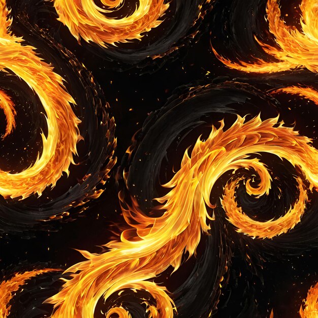 a dynamic background of swirling flames and fiery vortexes